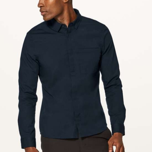 Lululemon Long Sleeve Button Down Shirt BUNDLE OF 2 Gray Blue Mens Medium - Picture 2 of 11